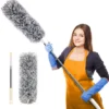 Extendable Microfiber Feather Duster - 100 Inch Reach, Feather + Stainless Steel, Effortless Dusting