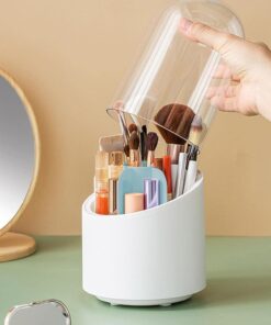 Makeup Brush Holder, 360 Rotating Organizer, Cosmetics Storage, Vanity Organizer, Dustproof Makeup Storage, Versatile Makeup Box, Dressing Table Organizer, Organisers Storage Box, Durable and Easy to Clean, Transparent Cover, Removable Partition, Perfect Gift, Office Storage, Small Size, Aesthetic Decoration.