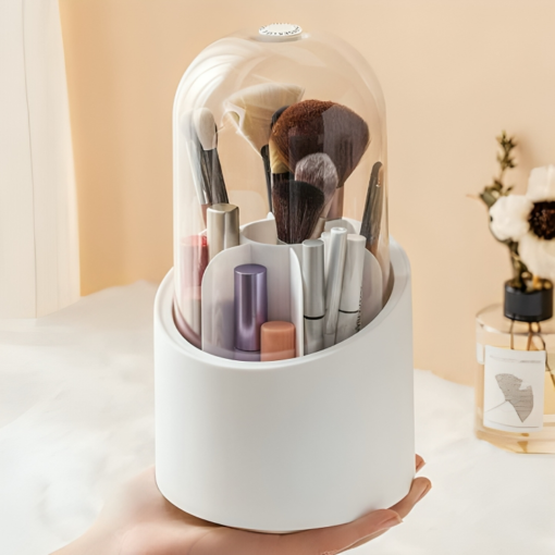 Makeup Brush Holder, 360 Rotating Organizer, Cosmetics Storage, Vanity Organizer, Dustproof Makeup Storage, Versatile Makeup Box, Dressing Table Organizer, Organisers Storage Box, Durable and Easy to Clean, Transparent Cover, Removable Partition, Perfect Gift, Office Storage, Small Size, Aesthetic Decoration.