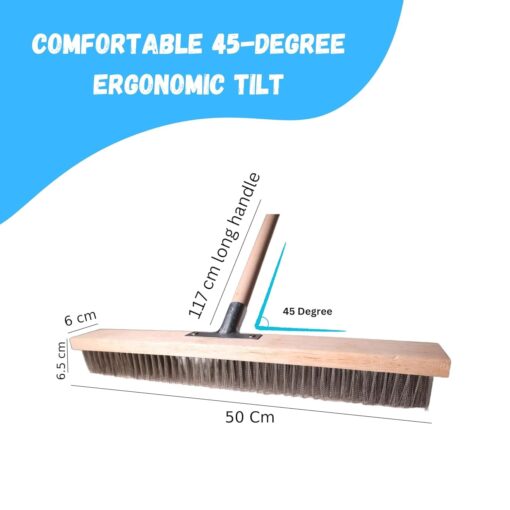 HOMSLECTO Stainless Steel Wire Brush 50cm Wooden brush. swimming pool cleaning equipment stainless steel wire brush broom industrial hotel hospital house space balcony outdoor area pool moss stains remover broomstick stick cleaning floor walkway rooftop outside