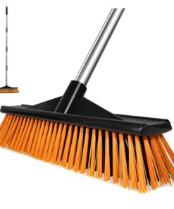 HOMSLECTO Push Broom with Durable Heavy Duty PVC Bristles & 54" Long Stainless Steel Handle - for Outdoor, Garage, Deck, Driveway, Patio, Concrete