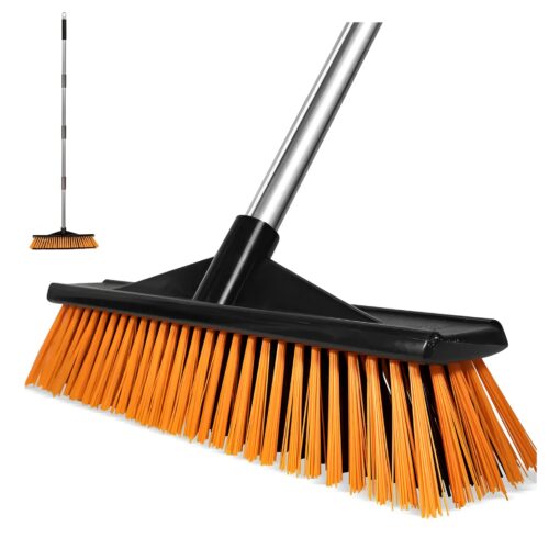 HOMSLECTO Push Broom with Durable Heavy Duty PVC Bristles & 54" Long Stainless Steel Handle - for Outdoor, Garage, Deck, Driveway, Patio, Concrete