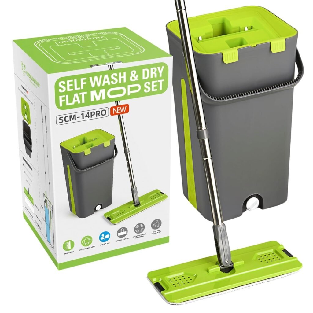 Mop with bucket set flat